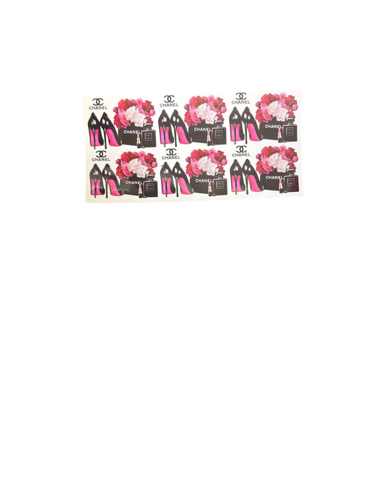 Chanel Purse Flowers Heels 6 UV Cup Transfer