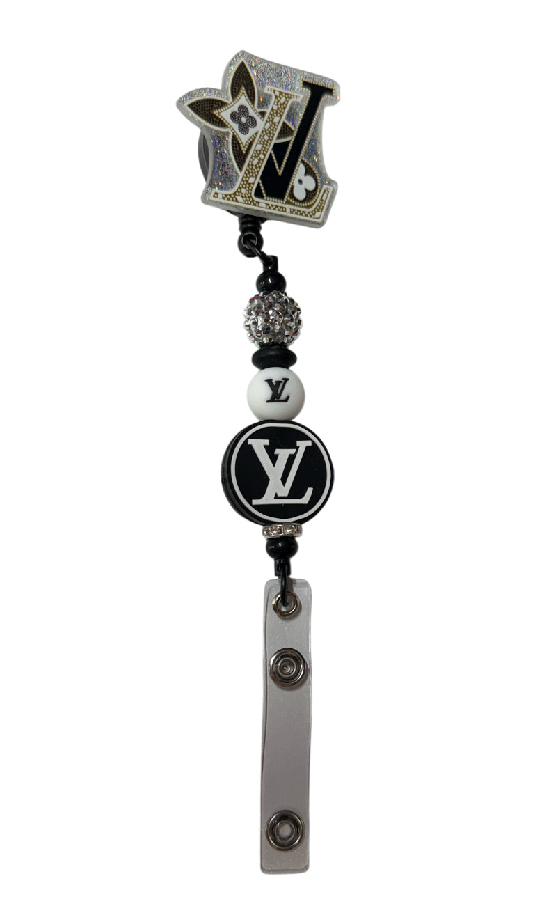Lv beaded badge reel