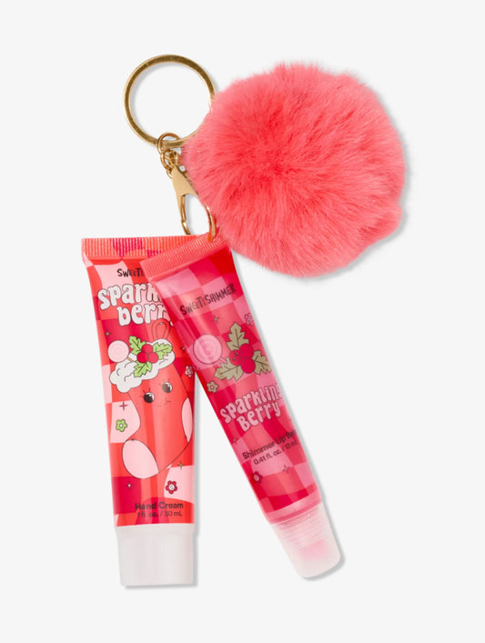 Lip gloss & lotion sparkling berry keychain