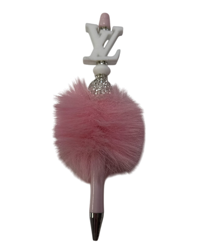 Lv light pink fluffy Beaded pen