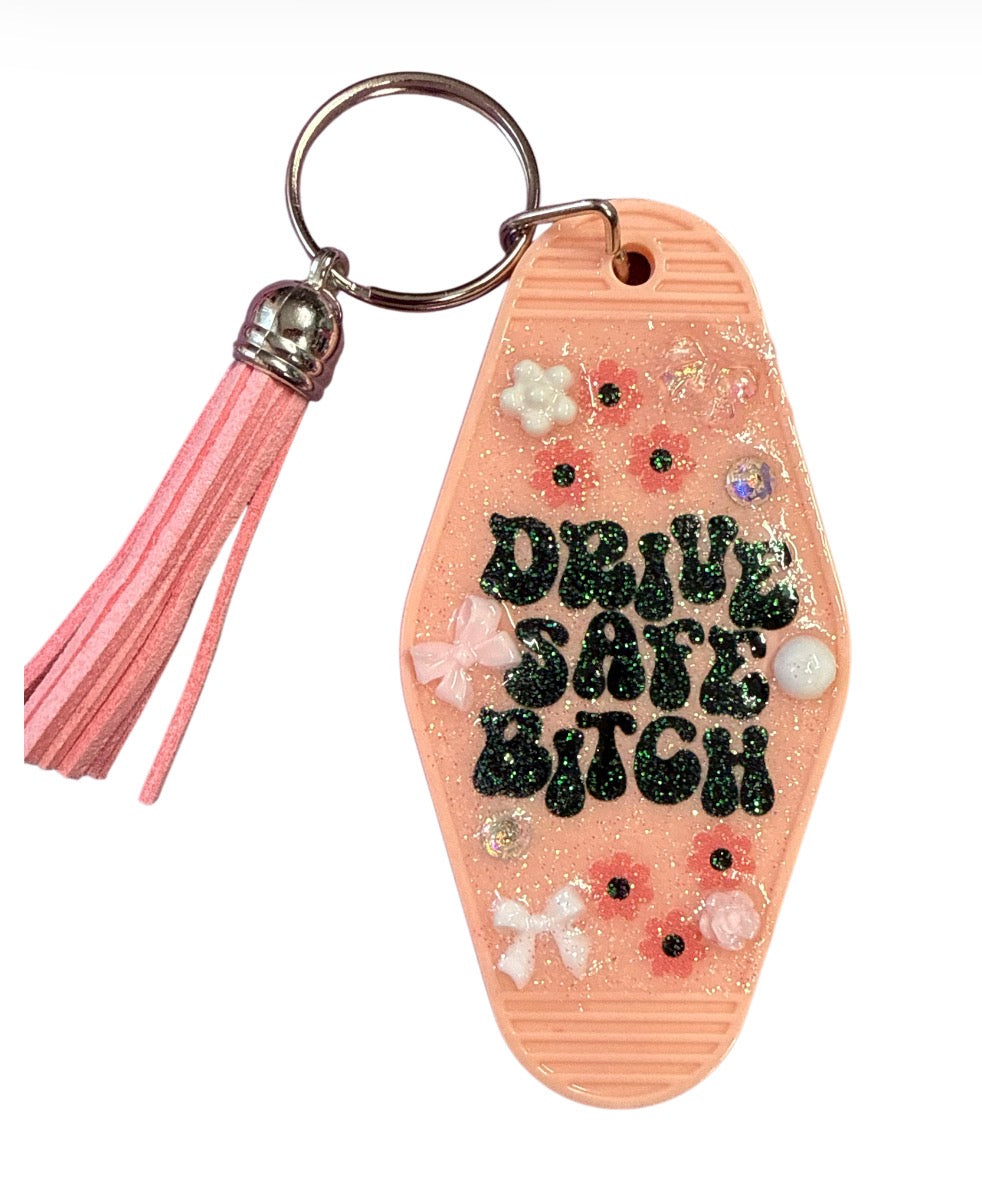 Motel Keychains with resin over and charms