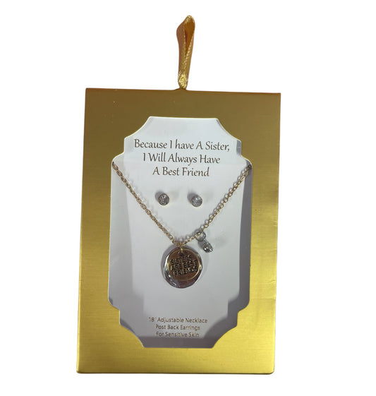 Sisters are best friends Earring & Necklace set