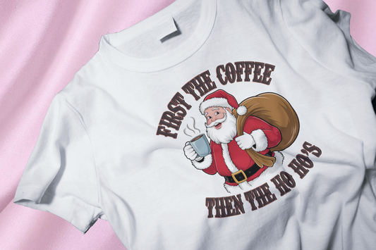 First coffee Santa DTF Heat Transfer