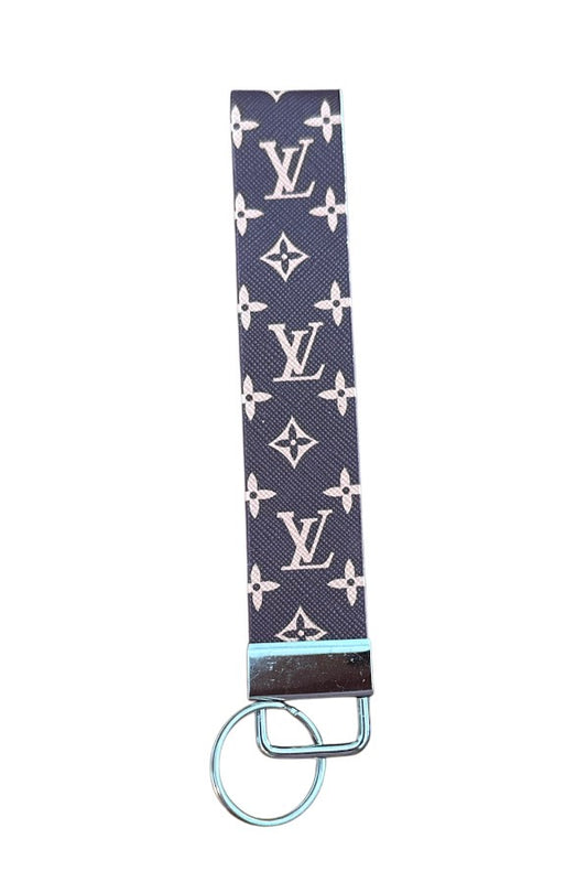 Lv with glitter inside Keychain/ Key fob holder Wristlet