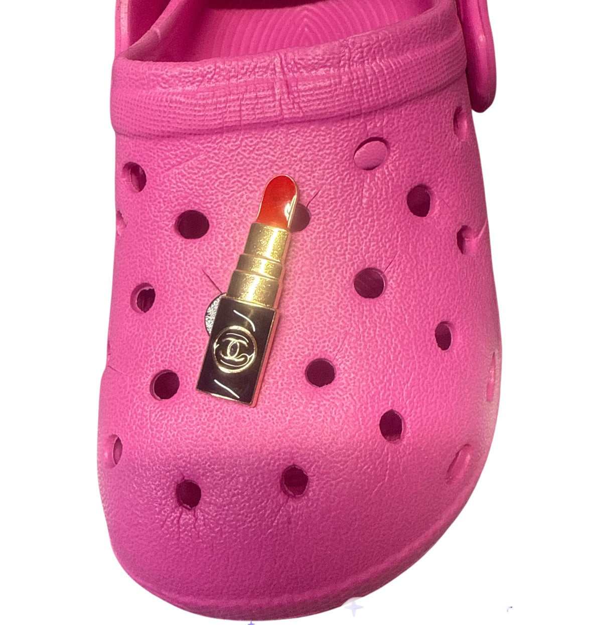 Cc red lipstick metal Shoe Charm