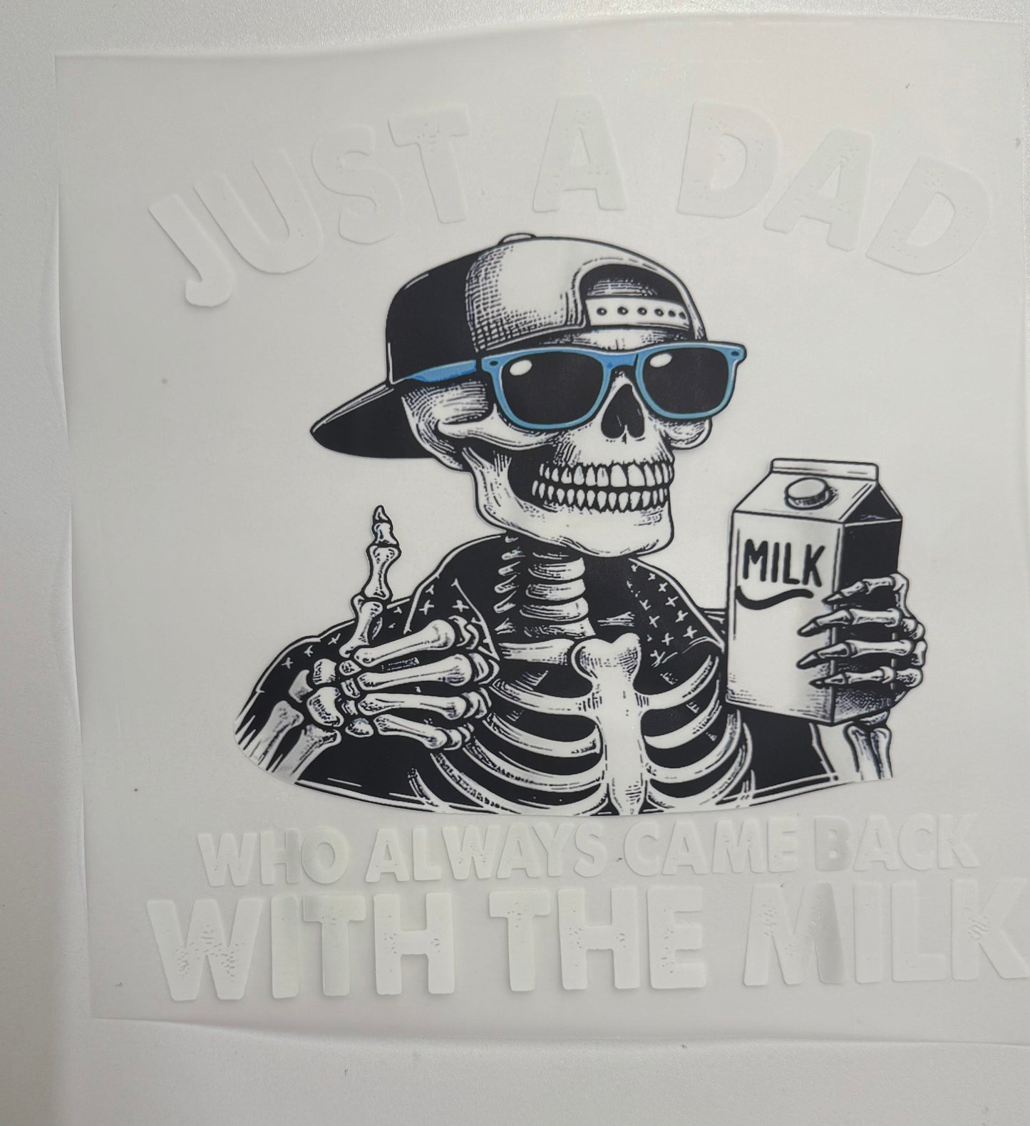 Just a Dad Who Always Came Back With The Milk Black Hat DTF Heat Transfer