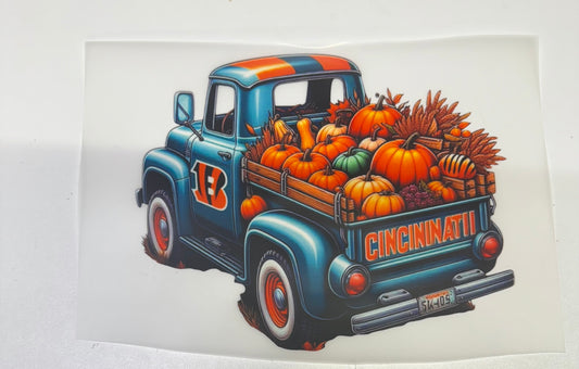 Cincinnati Bengals Fall Farm Truck Pumpkins  DTF Heat Transfer