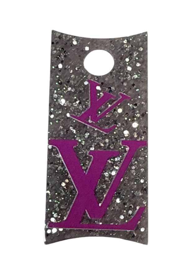 Lv pink . Silver glitter Tumbler plate cover
