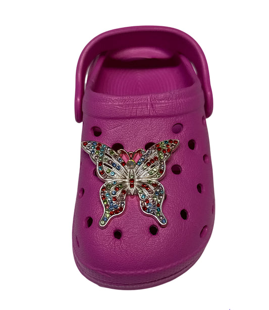 Butterfly rhinestone colors metal Shoe Charm