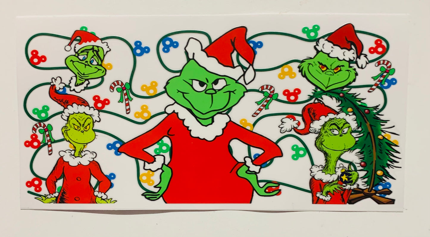 Grinch Christmas Lights Mickey Head Cup Transfer