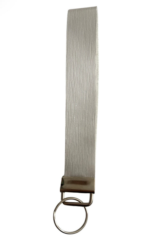 White shiney Keychain/ Key fob holder Wristlet