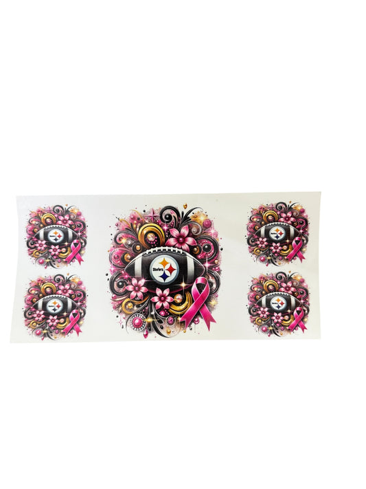 Steelers pink ribbon 4 side Cup Transfer