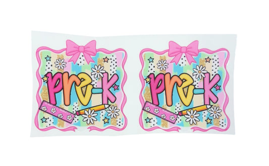 Students Grade Pink  Bow  2x UV Cup Transfer