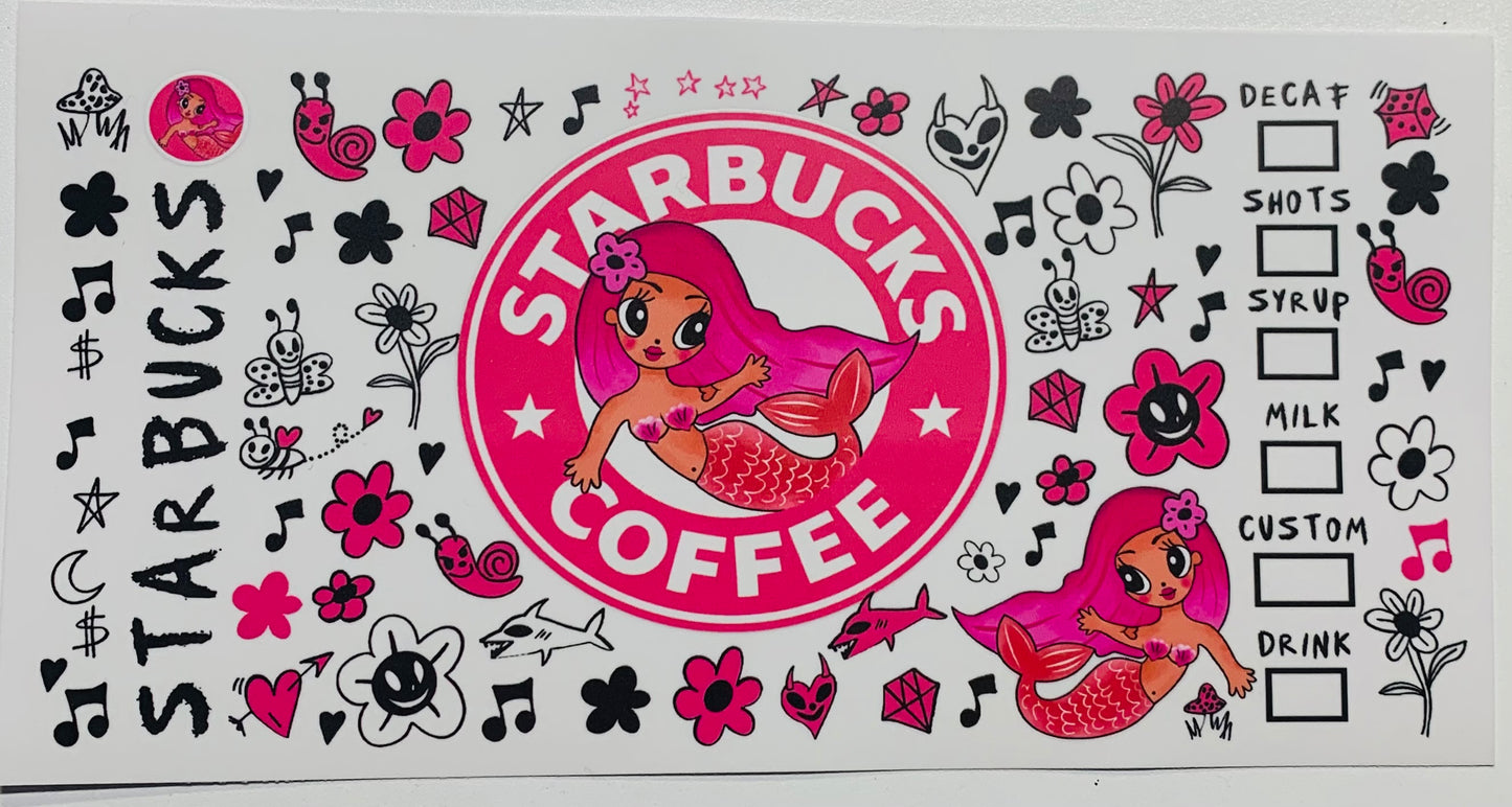 Karol G 2 Mermaids Starbucks Coffee Cup Transfer