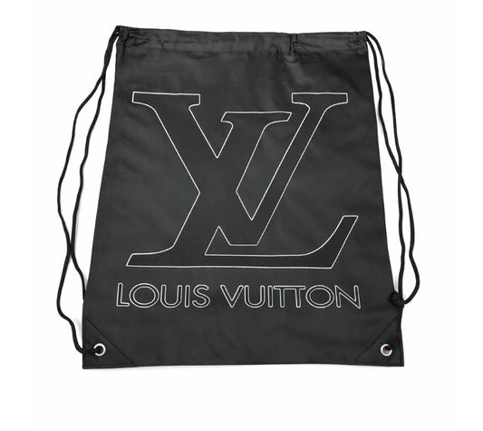 Lv white outline black Drawstring Bag