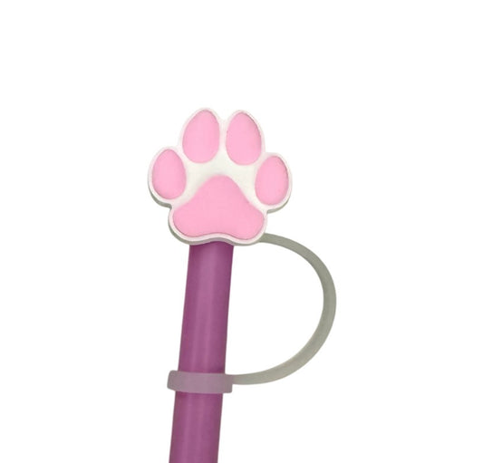 Dog paw pink Straw  Topper
