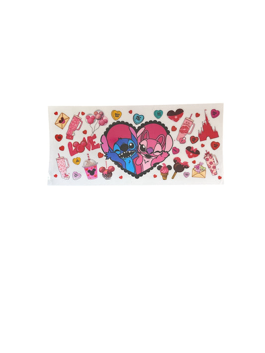 Stitch and Angel Heart Black Outline Cup Transfer