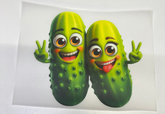Pickle Couple Peace Sign  DTF Heat Transfer