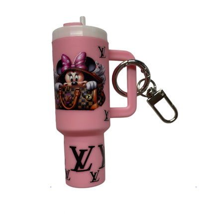 Lv pink minnie Cup Storage keychain