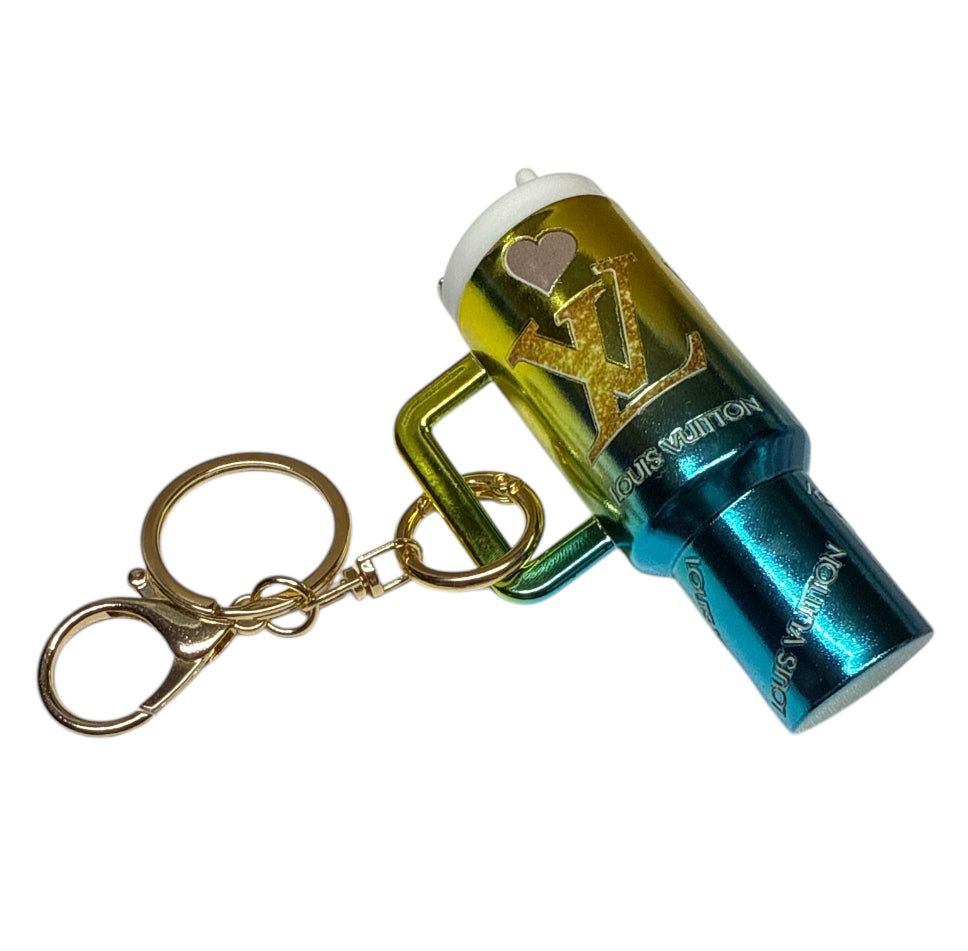 Lv Gold tealMetallic Cup Storage keychain