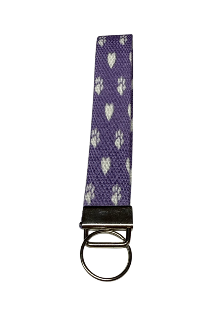 Dog paws hearts  / Key fob holder Wristlet