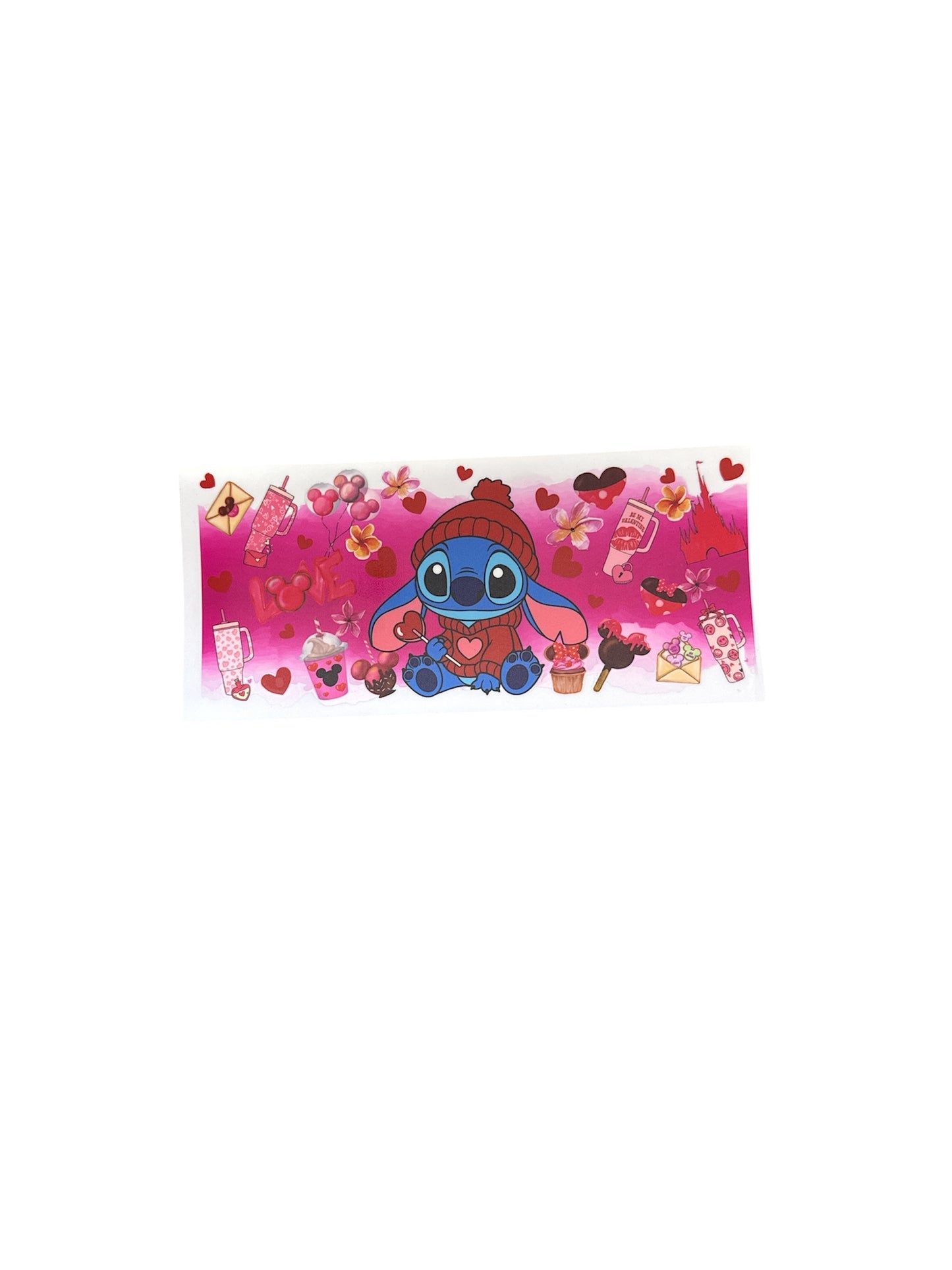 Stitch Pink Heart Red Sweater Cup Transfer
