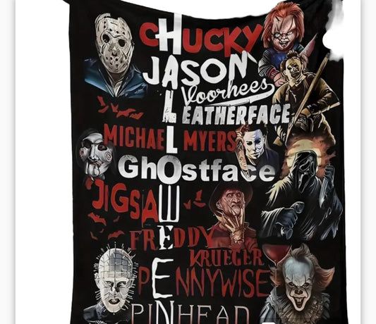 Horror Halloween Jason , chucky, Michael pin head blanket