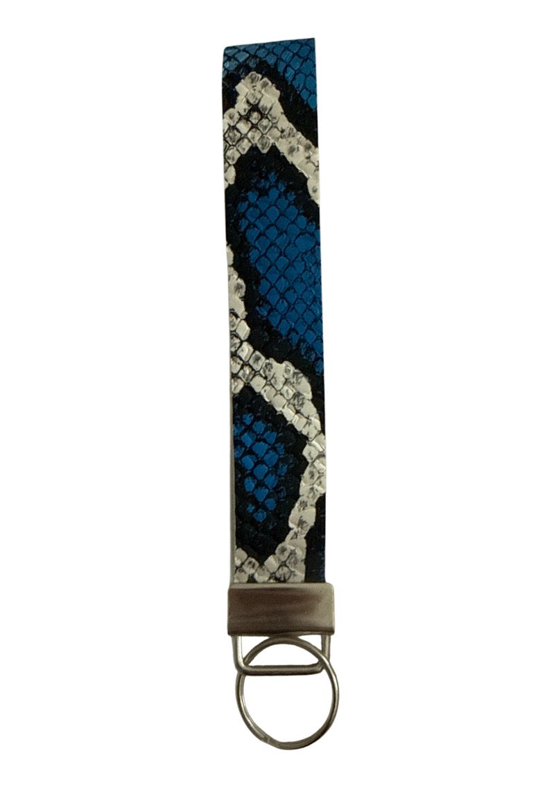 Blue Snake skin  Keychain/ Key fob holder Wristlet