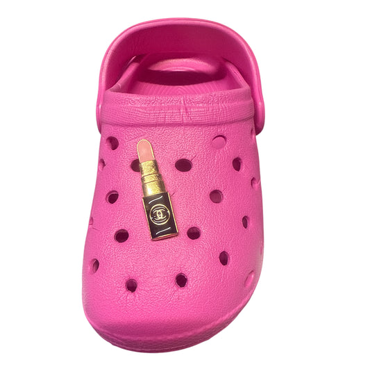 Cc lipstick pink metal Shoe Charm
