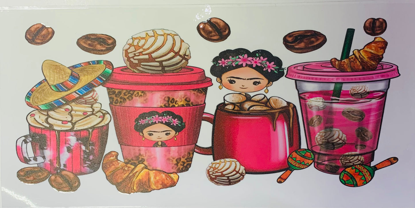 Frida Kahlo 4 Cups Coffee Beans  Cup Transfer