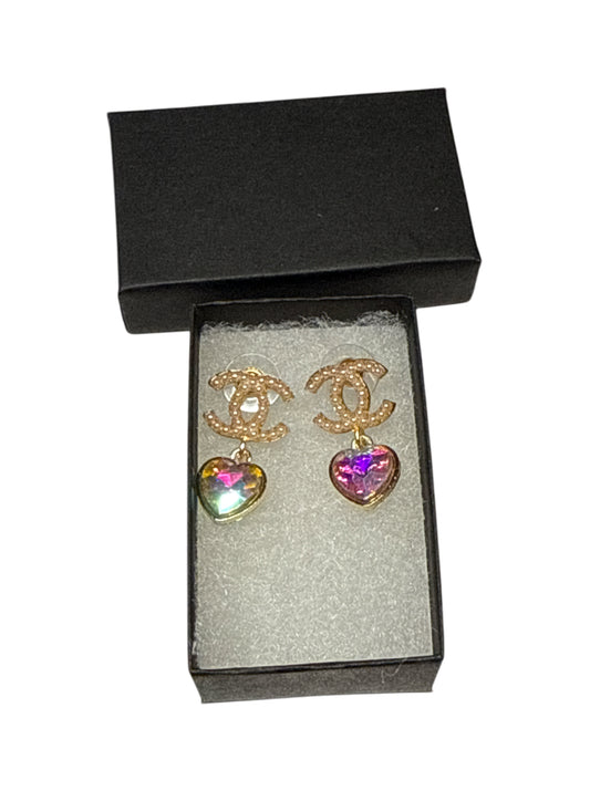 Cc stud hanging earrings gold #18