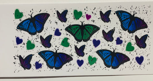 Green blue butterfly Cup Transfer