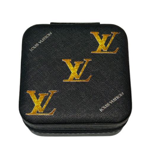 Lv Small black/gold  travel jewelry box with zipper