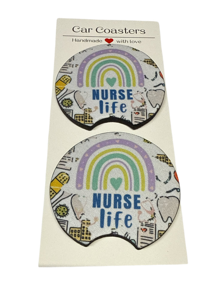 Nurse life purple rainbow Coasters