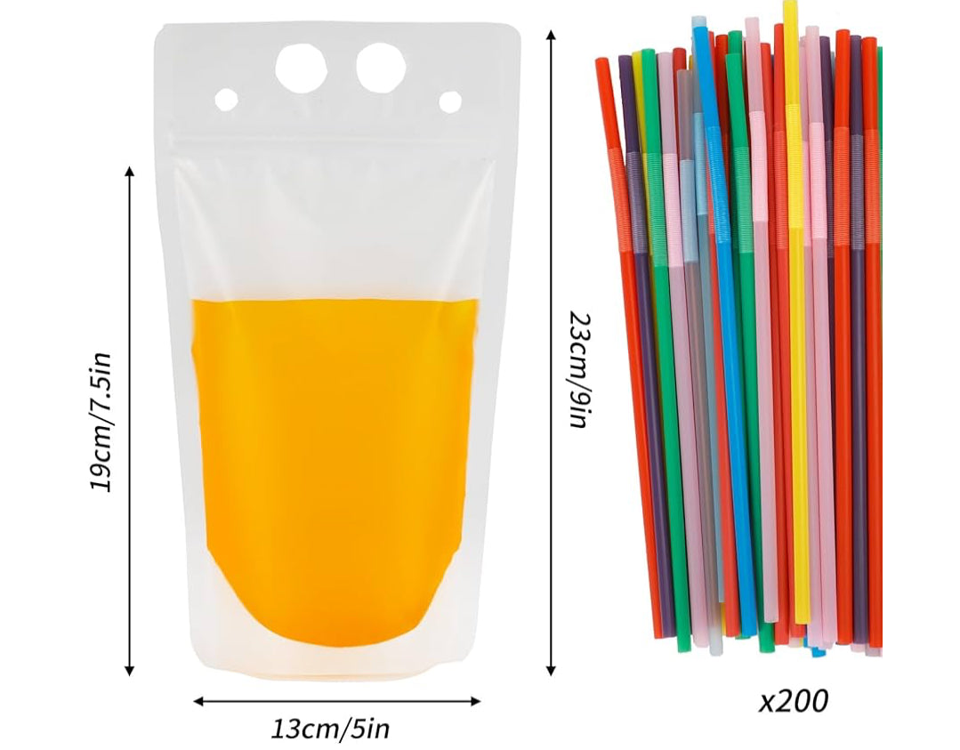 Class of 2025 reusable pouch drinking bag. One random color straw