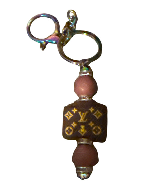 Lv brown purse beaded Metal Keychain