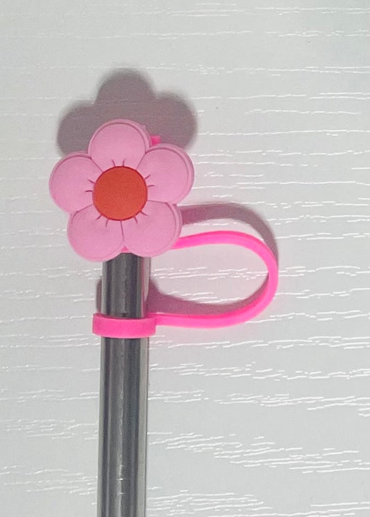 Pink Flower Straw Topper