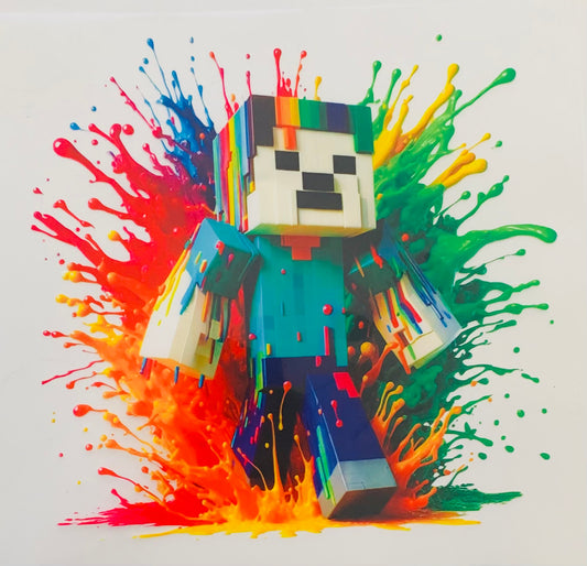 Minecraft colorful hair DTF Heat Transfer