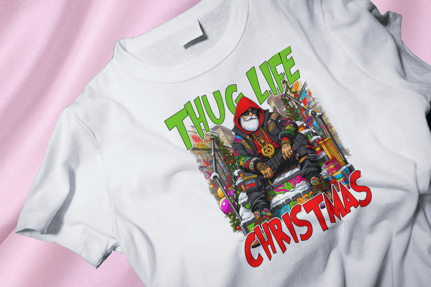 Thug life gangsta Santa DTF Heat Transfer