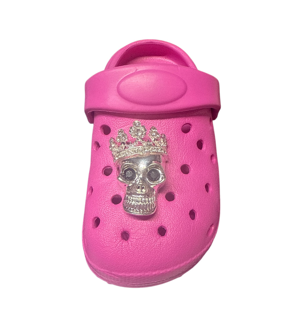Skull crown metal Shoe Charm
