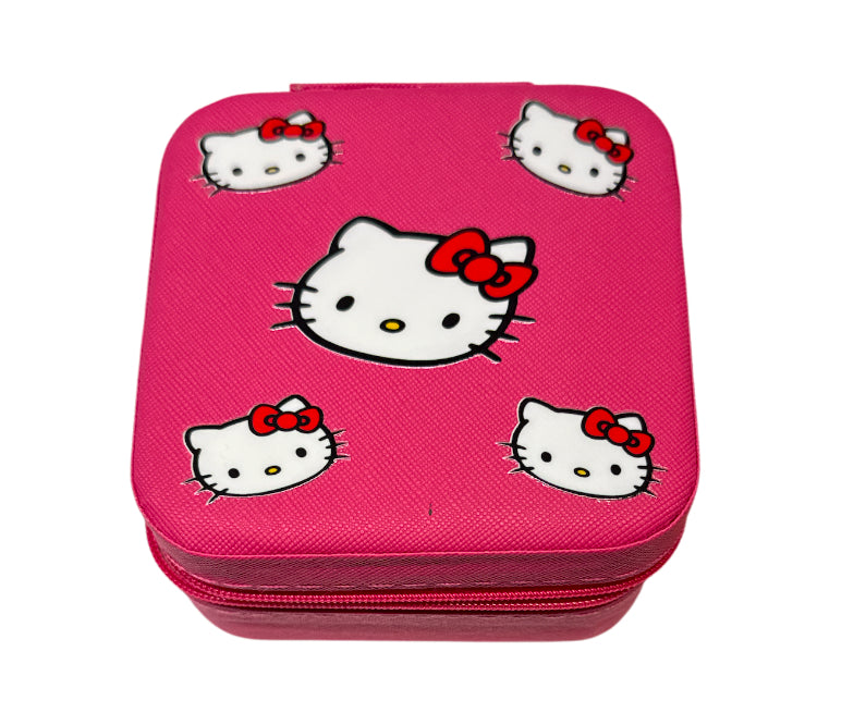 Hello kitty dark pink travel jewelry box with zipper