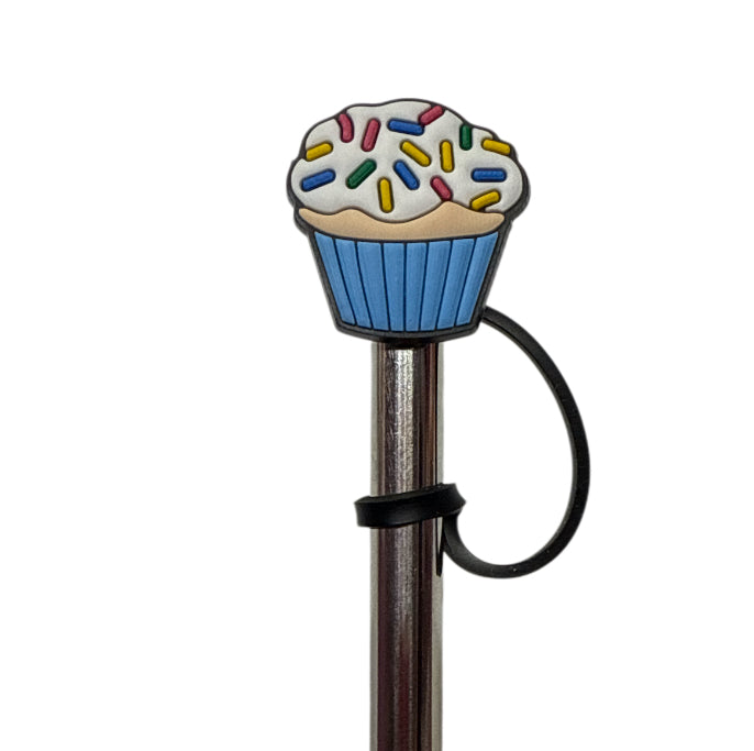 Blue cupcake Straw Topper