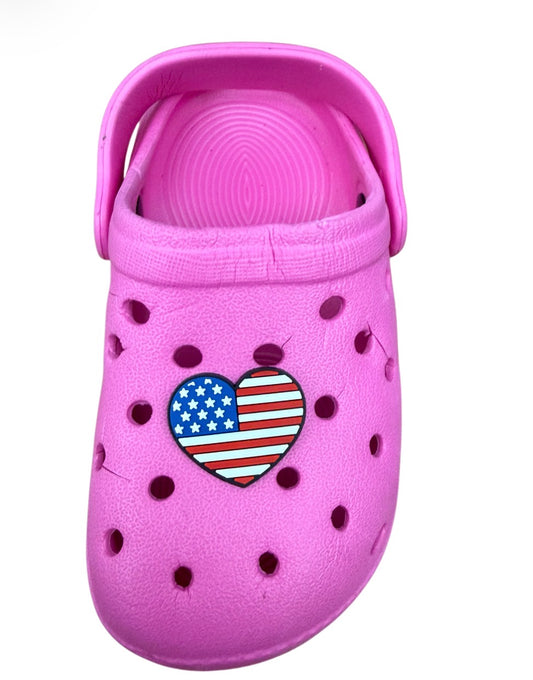 Heart American flag Shoe Charm