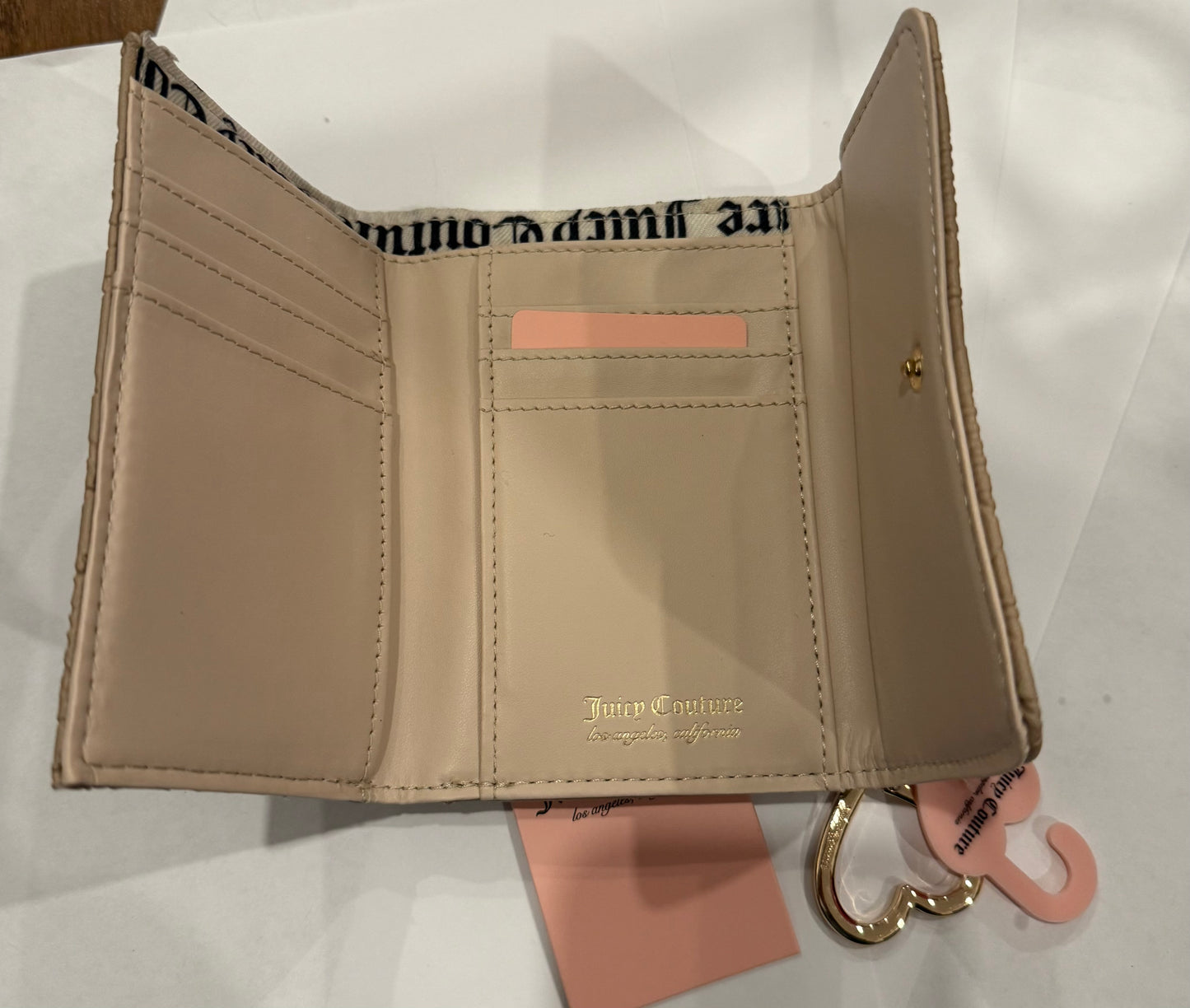 Beige & gold  heart zipper Wallet  Juicy couture