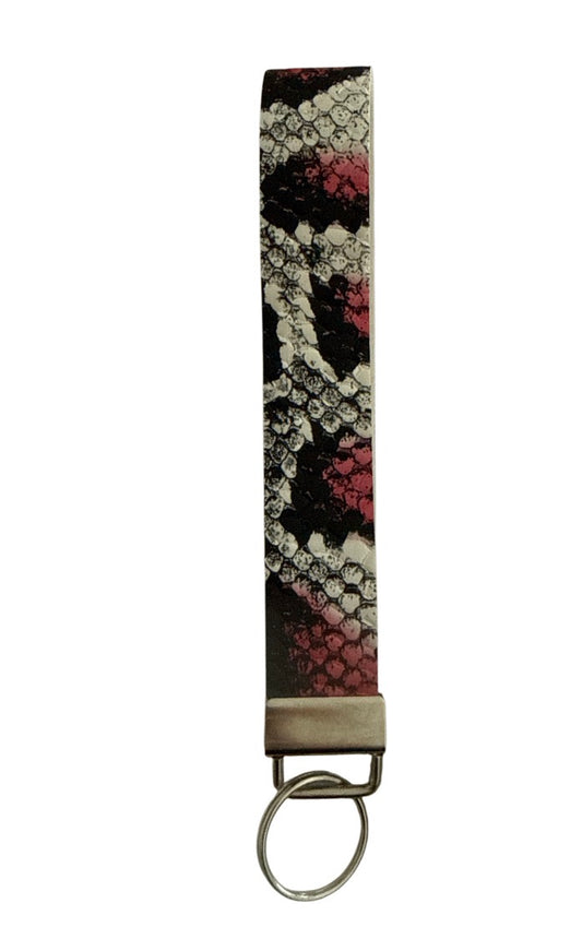 Pink  Snake skin  Keychain/ Key fob holder Wristlet