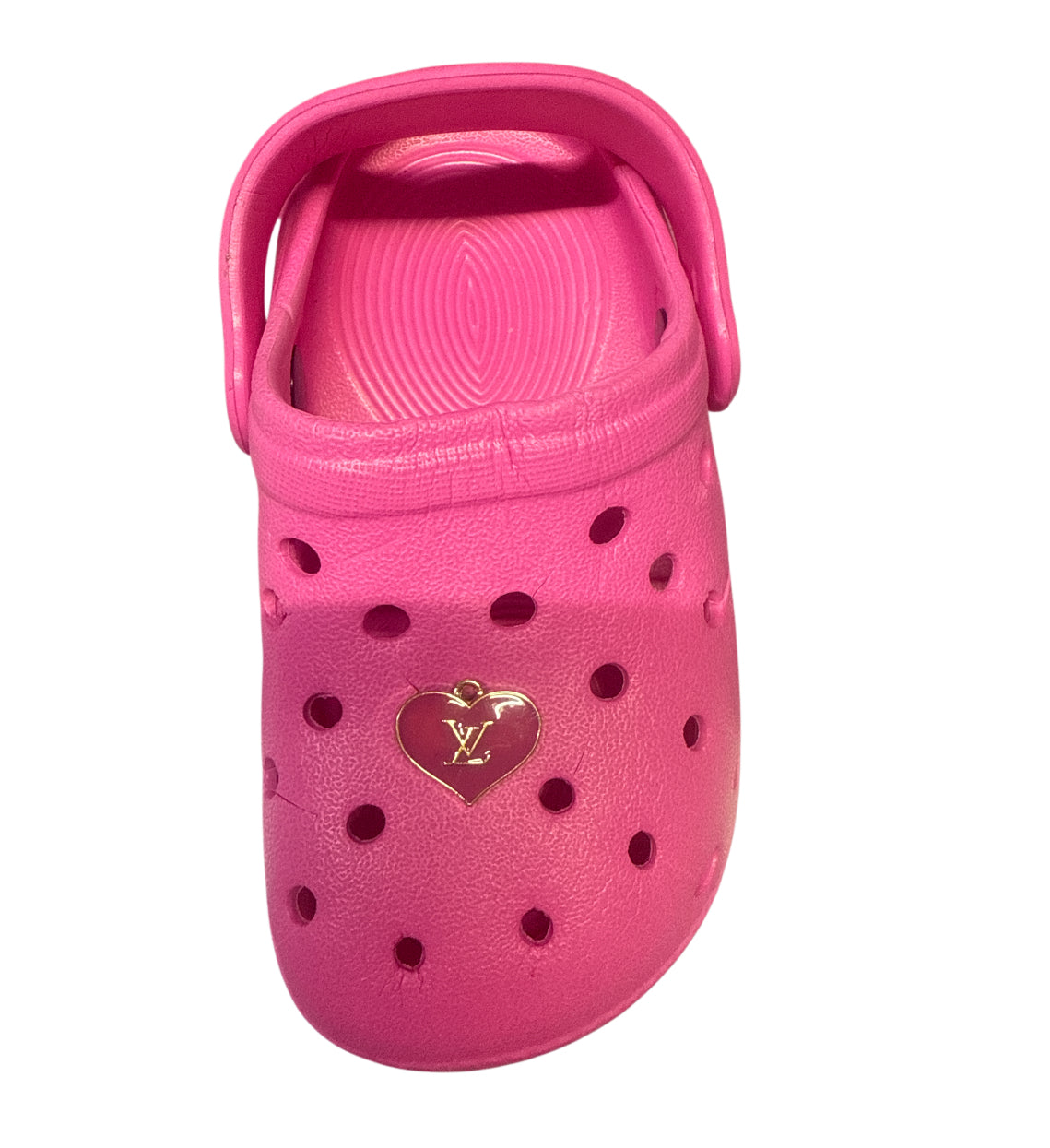 Lv heart pink metal Shoe Charm