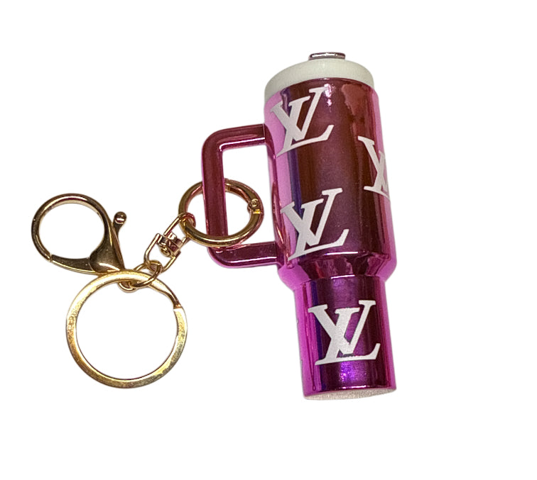 Pink Lv Metallic Cup Storage keychain