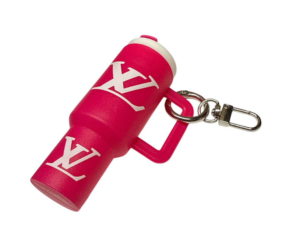 Hot pink & white Cup Storage keychain