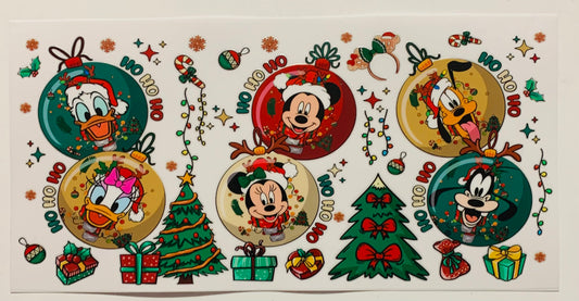 Mickey Minnie & Crew Christmas Ornament Balls Cup Transfer