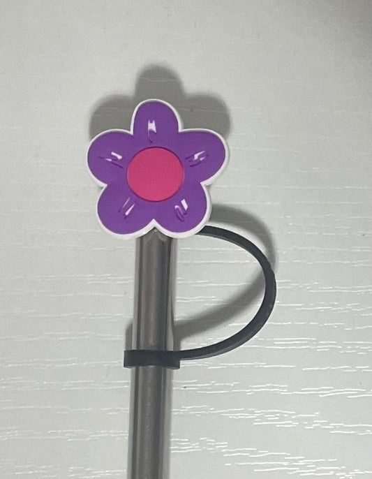 Purple Flower Straw Topper